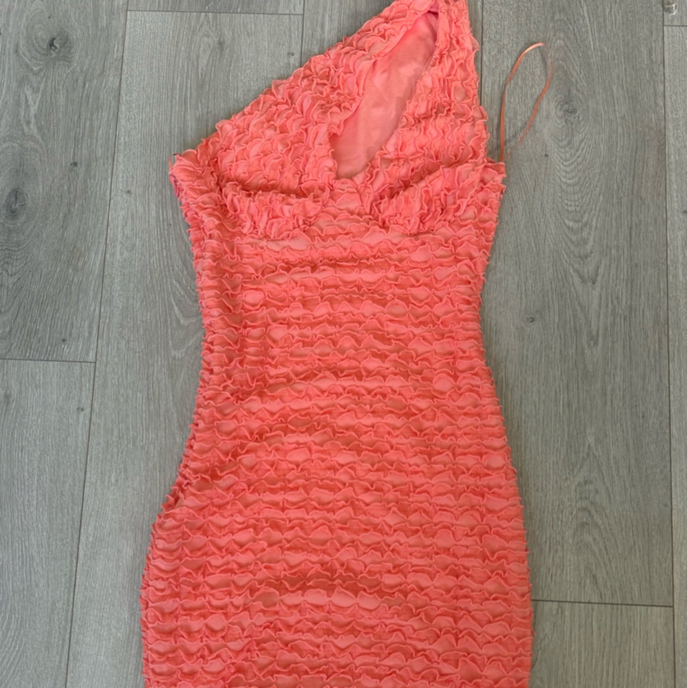 Fashion Nova Vibrant Coral Ruffle Dress